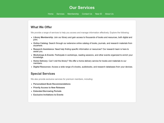 services screenshot