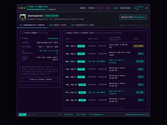 support screenshot