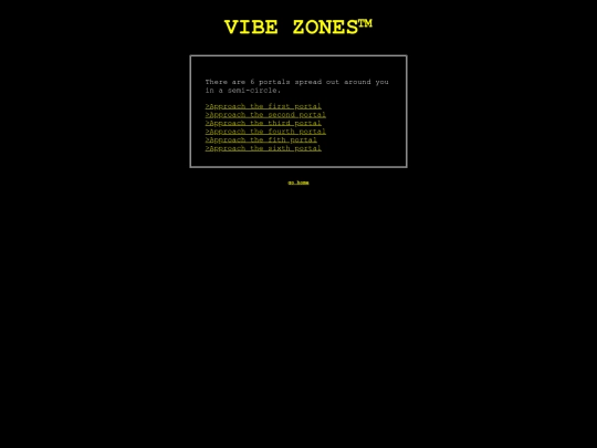 vibe zone hub/portals screenshot