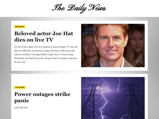 newsSite screenshot