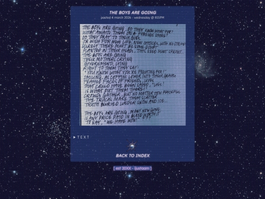 specifics/otherwriting/theboysaregoing screenshot
