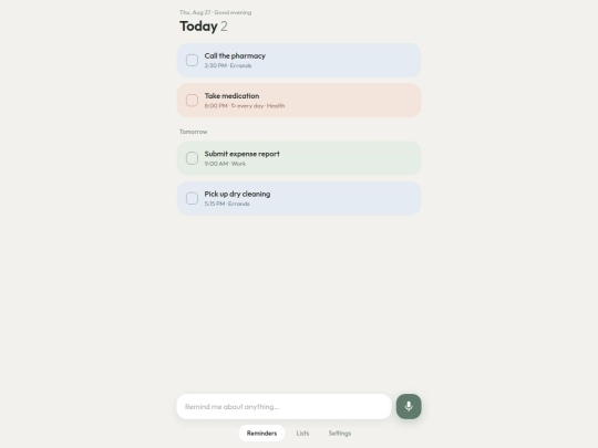 reminders screenshot