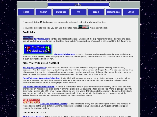 links screenshot