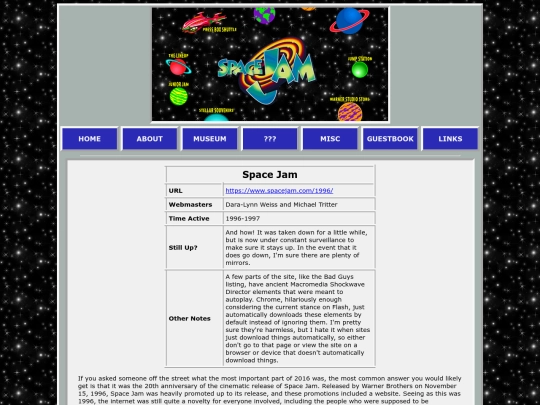 museum/spacejam screenshot