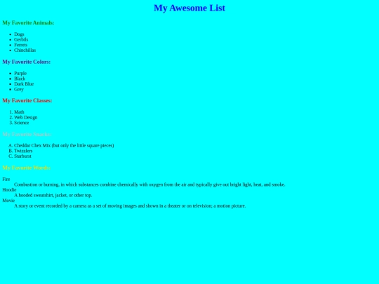 classwork/favorites screenshot