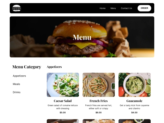menu screenshot