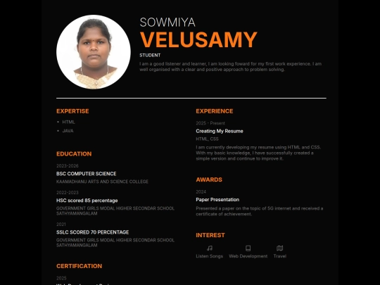 resume screenshot