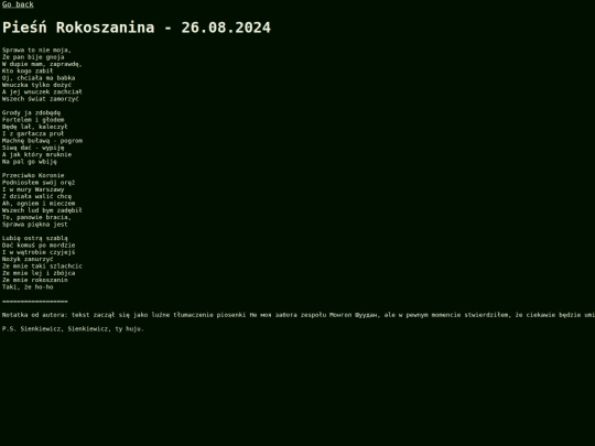 Polish/Pieśń Rokoszanina screenshot