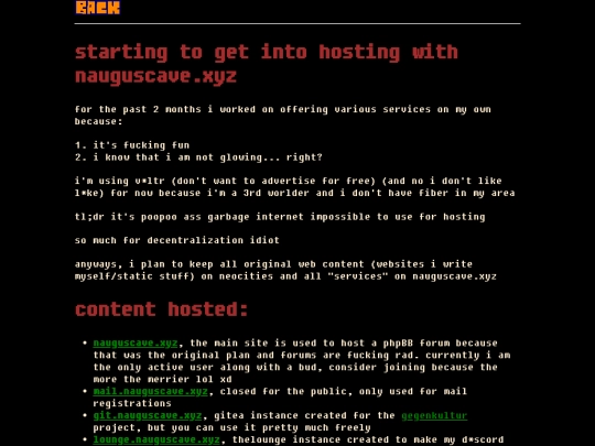 blog/hosting-adventures screenshot