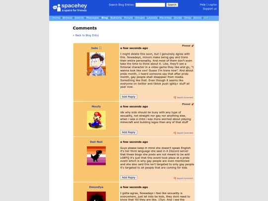 spacehey/blog resources/pics/7-10-23/archive/Comments - Not socially acceptable to target young children's sexuality_comments_0 - Blog SpaceHey screenshot