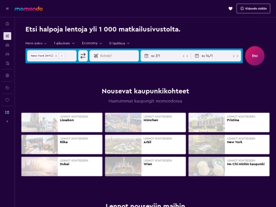 momondo.com screenshot