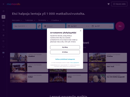 www.momondo.fi screenshot