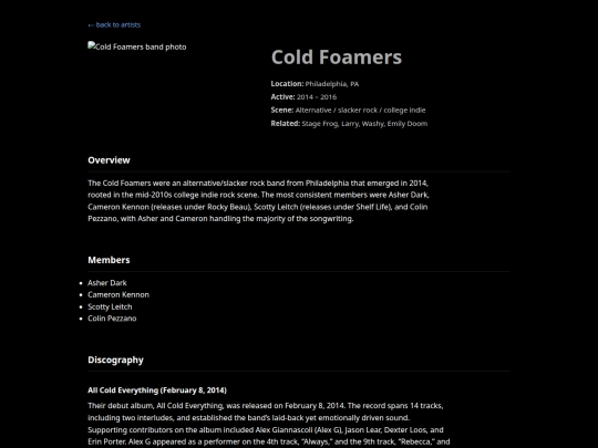 artists/cold-foamers screenshot