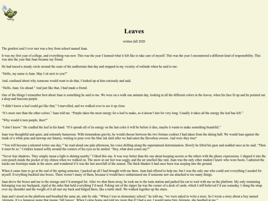 art/writing/leaves screenshot