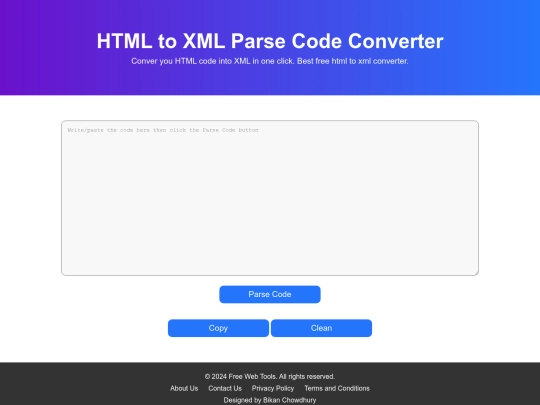 html-to-xml-parser-code-converter screenshot