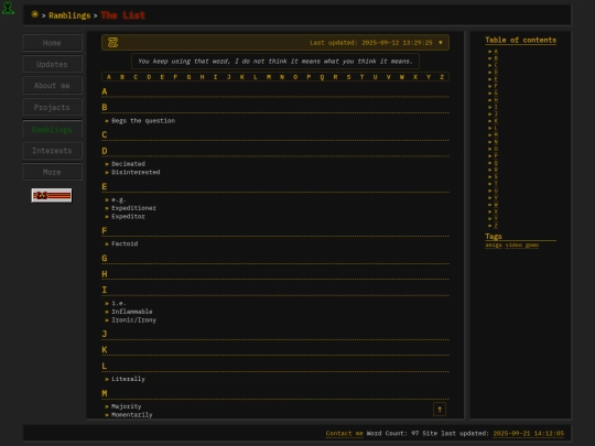 ramblings/TheList screenshot