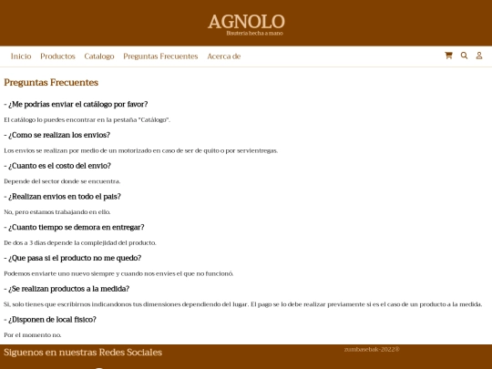 Proyecto Agnolo Carrito/html/Preguntas Frecuentes screenshot