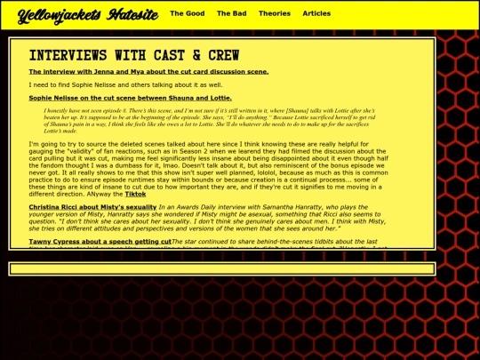 yellowjackets/articles screenshot