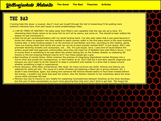 yellowjackets/criticisms screenshot