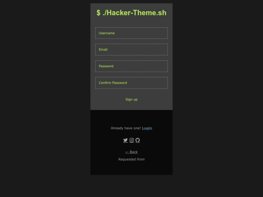 pages/hacker-theme-sign-up screenshot