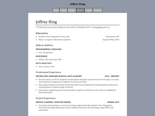 Resume screenshot