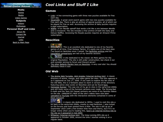 links screenshot