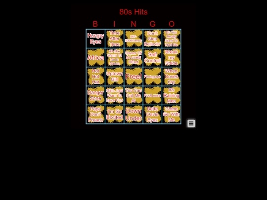 TLWbingoGame80sMusic02 screenshot