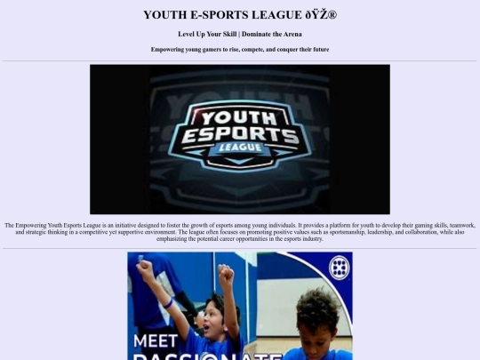 youthesportsleague/second page screenshot