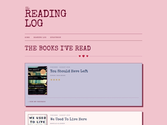 reading-log screenshot