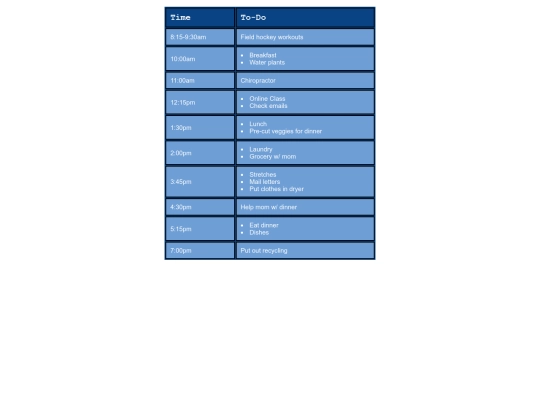 schedule screenshot