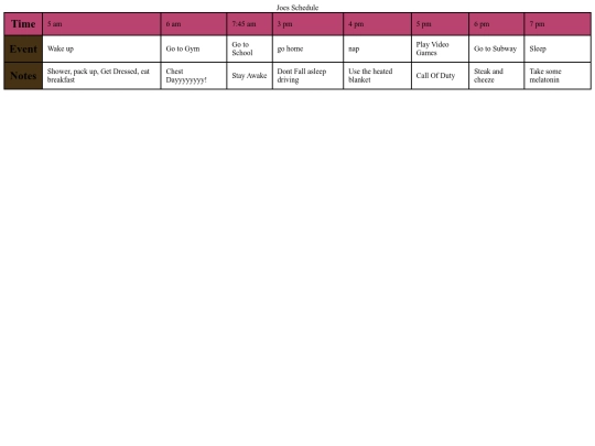 schedule screenshot