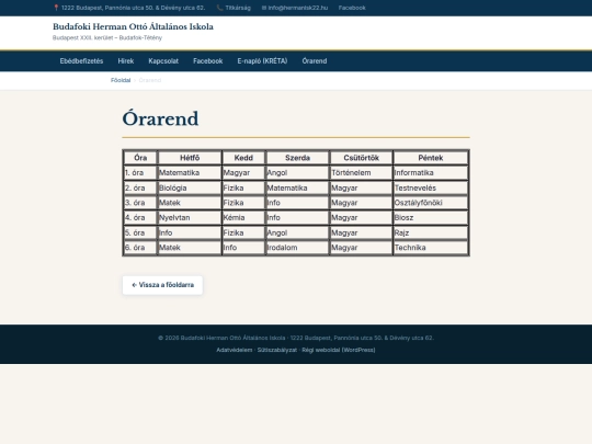 orarend screenshot