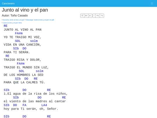 cancionero/resources/canciones/junto-al-vino-y-el-pan-letra-y-acordes screenshot