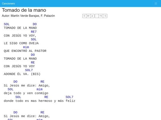 cancionero/resources/canciones/tomado_de_la_mano screenshot