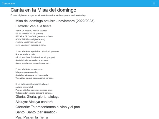 cancionero/resources/pages/letras-cantos-misa-domingo screenshot