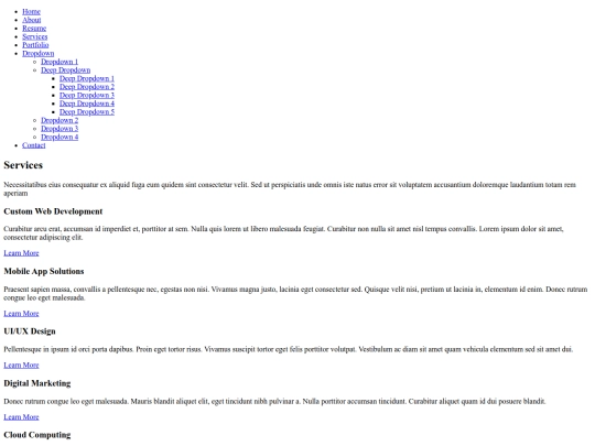 services screenshot