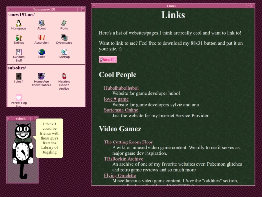 links screenshot
