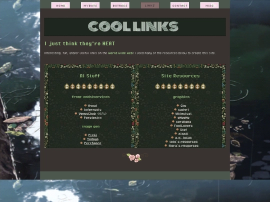 links screenshot