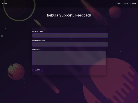support screenshot