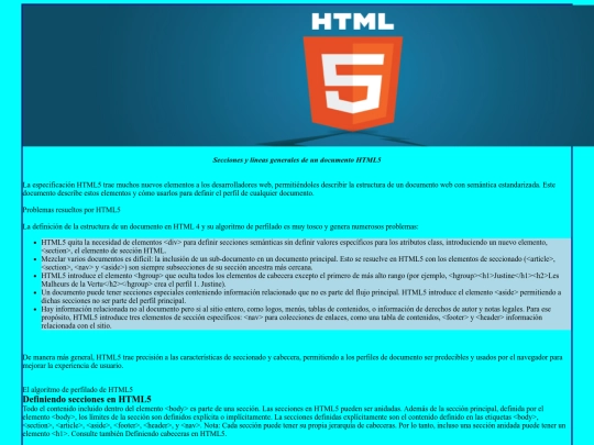 secciones y lineas generales html5 screenshot
