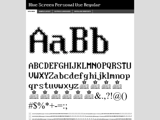 webfontkit-20240615-151317/blue_screen_personal_use-demo screenshot