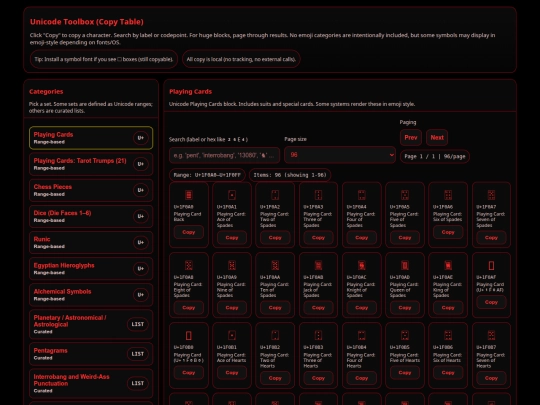 tools/unicode screenshot