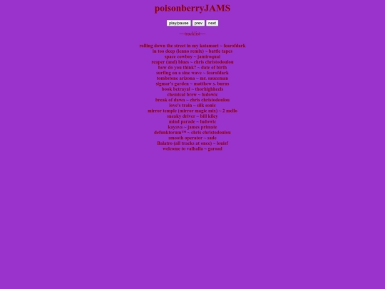 playlists/poisonberryJAMS screenshot
