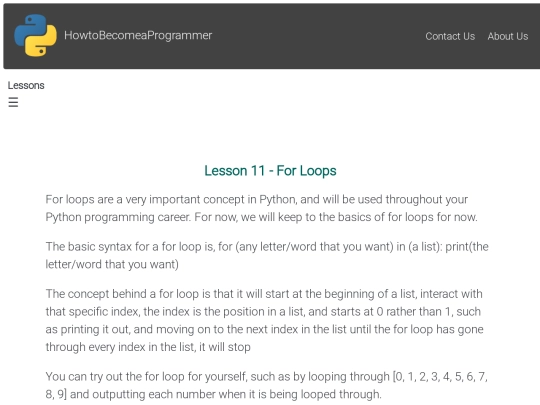 Lesson 11 - For Loops screenshot
