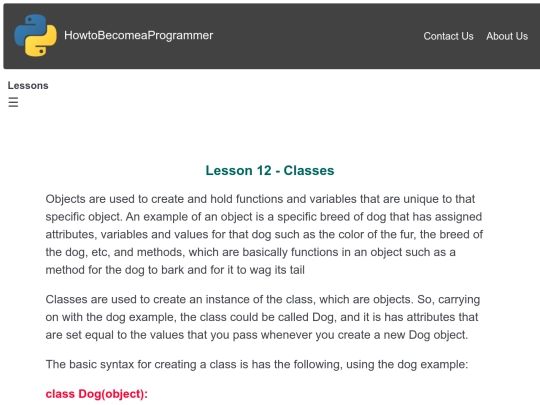Lesson 12 - Classes screenshot