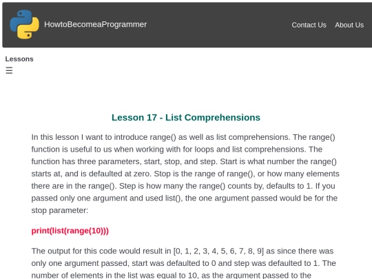 Lesson 17 - List Comprehensions screenshot