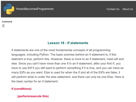 Lesson 18 - If statements screenshot