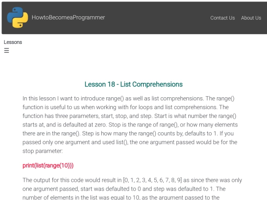 Lesson 18 - List Comprehensions screenshot