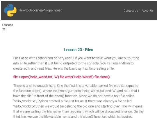 Lesson 20 - Files screenshot