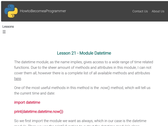 Lesson 21 - Module Datetime screenshot